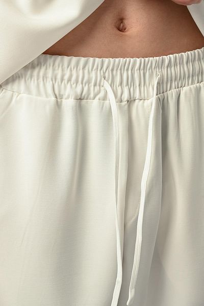 Valiberta Soft Touch Fabric Baggy Fit Elastic Men's Trousers - Ecru