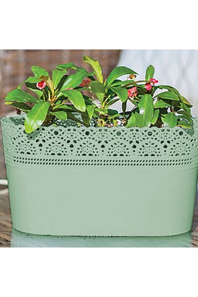 Homelux Lace planter, 3.7 l, UV treated, green, polypropylene