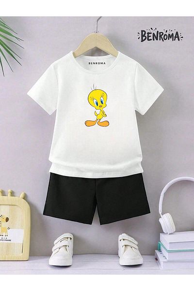 BENROMA Set pantaloni scurți unisex pentru copii - imprimat cu caractere