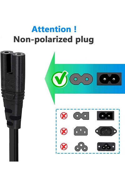 AWH 2 Pin Power Cord Lead for TV, PS3/PS4/PS5, Xbox, Canon Printer, HP Envy (5M/16.4FT).