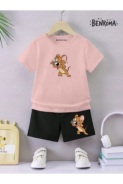BENROMA Set pantaloni scurți unisex pentru copii - imprimat cu caractere