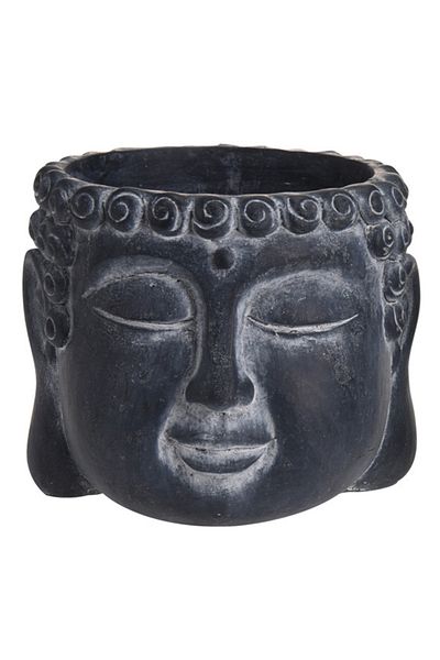 Homelux Buddha Pot, 16X16X12.5 cm, Cement, Black