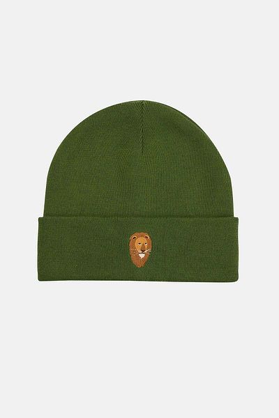 WWF Market Lion Beanie (Dark Green)