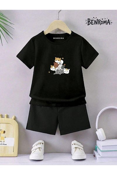 BENROMA Unisex Kids Shorts Set - Character Printed