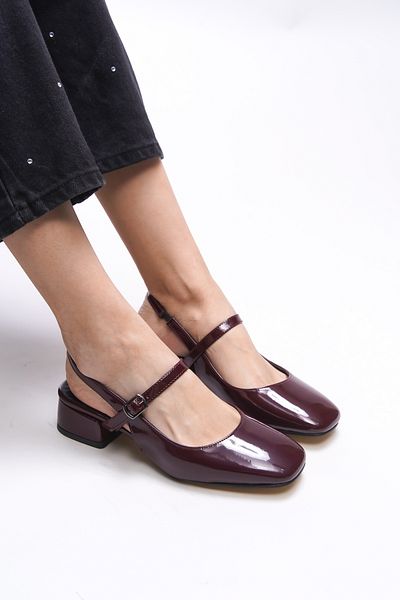 Riccon Tephliania 0012020   Pantofi cu toc de damă din piele lacuită burgundă