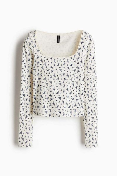 H&M الجزء العلوي مضلع ومزين بزخارف بيكو