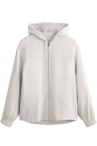 Oysho 100% linen hooded jacket