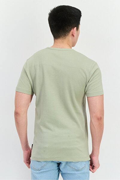 French Connection Men Crew Neck Short Sleeve Textured T-Shirts, New Sage