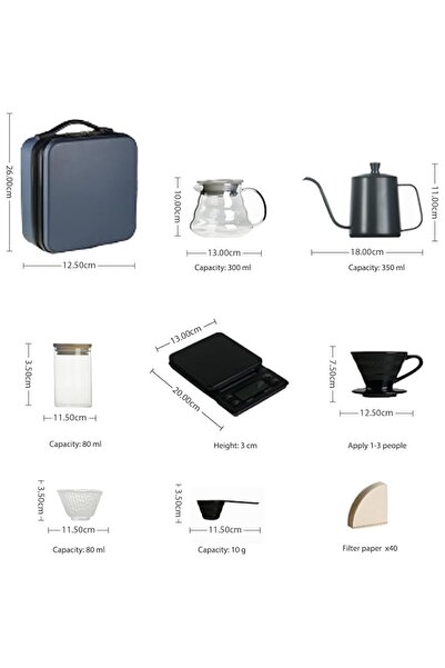 MAAS V60 Coffee Maker Kit - 10 Piece Drip Coffee Set with Portable Travel Bag