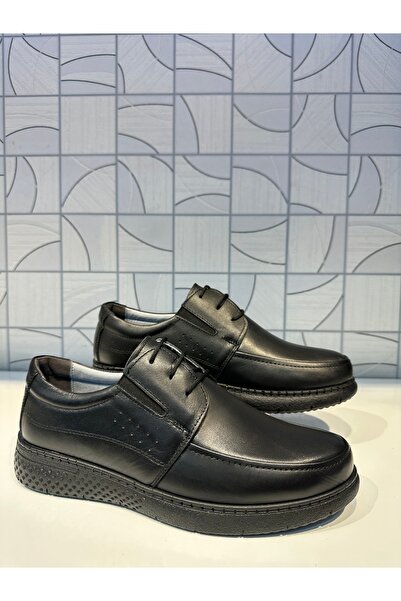 Anıl Ayakkabı Antix Ανδρικά μαύρα κορδόνια από γνήσιο δέρμα Heel Spur Gel Ort...