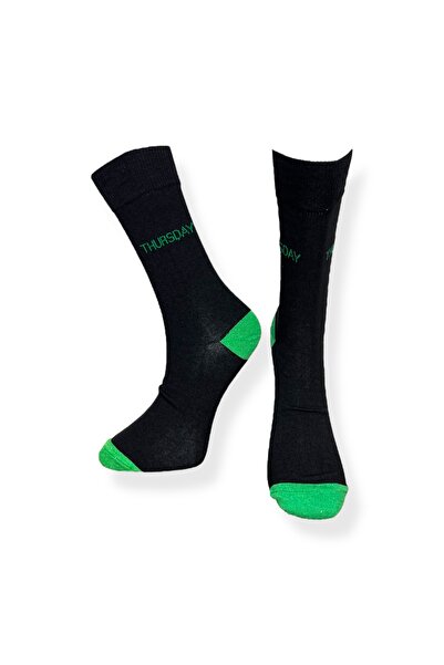 Mevo Tekli Unisex Thursday Yazılı Siyah Renkli Esnek Nem Alabilen Pamuklu Çorap