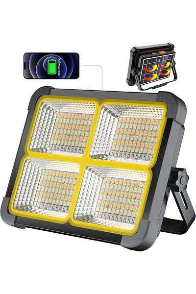 AWH مصباح عمل LED قابل لإعادة الشحن بقوة 100 وات، 12000 مللي أمبير، 10000 لومن، سطوع مستمر للطوارئ