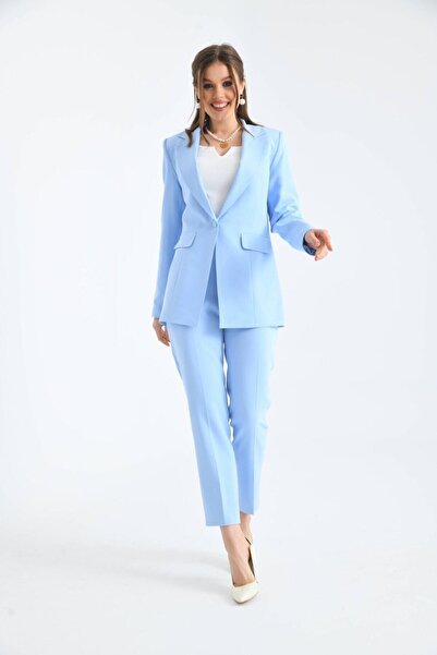 nodilife Düğmeli Atlas Takım Elbise Bebe Mavisi