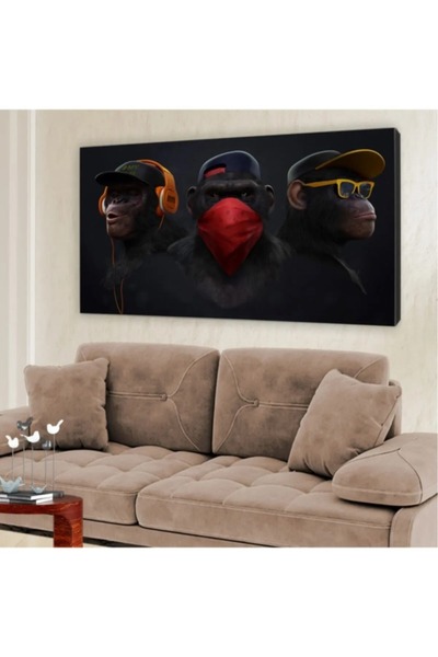 AR AJANS KANVAS TABLO Pictură decorativă pe pânză 3 maimuțe