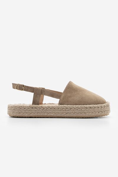 Marjin Olivgrüne Wildleder-Sandalen für Damen – echtes Leder, offener Rücken, Jute-Espadrille, Zutan-Soil-Wildleder