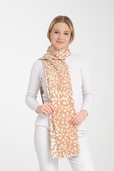 Wega Moda Tricotaj cu imprimeu leopard Eșarfă pentru femei - Eșarfă tricotată cu textura moale