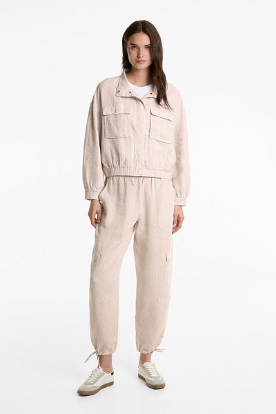 Oysho 100% Linen Cargo Trousers