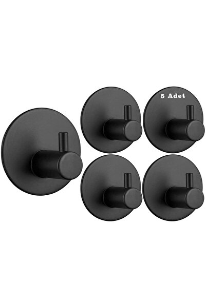ardini Kendinden Yapışkanlı Askılık Mat Siyah 06 Pakette 5 Adet