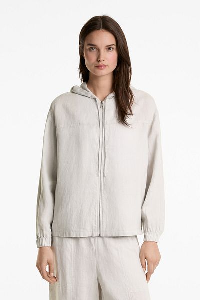 Oysho 100% linen hooded jacket