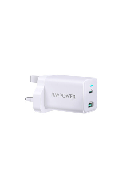 RavPower شاحن حائط RP-PC171 PD Pioneer 45W بمنفذين - أبيض المملكة المتحدة