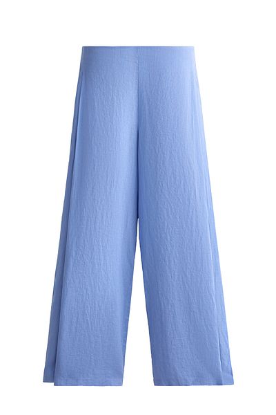 Oysho 100% linen wide-leg slit trousers