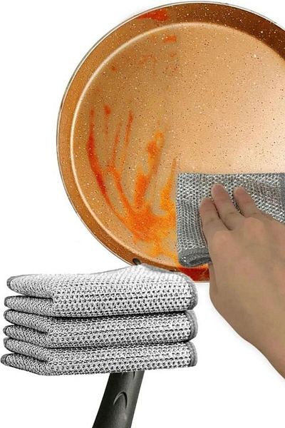 HİROS'H Dishwashing Wire Sponge Wire Cloth Dishcloth Wire Scrubbing Anti-Scratch Kitchen Bathroom