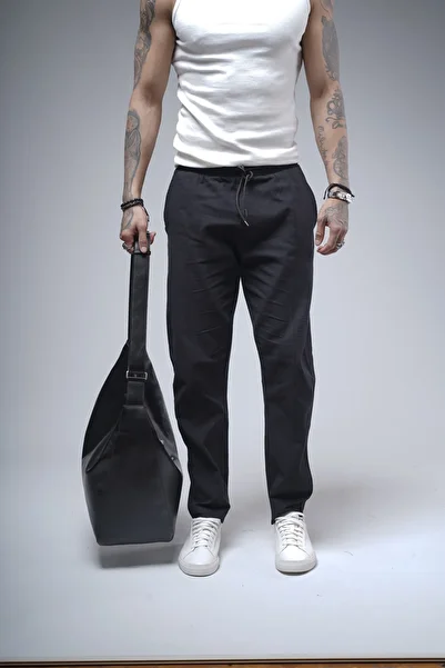 Butik Trend We Boyfriend Fit Pants with Elastic Waist and Cord