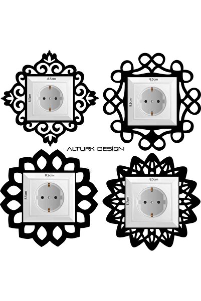 Altürk priz kenarlıgı 4'lü set  ahşap priz