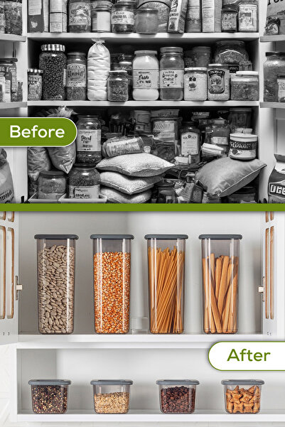 Vienev Lux Anthracite Set of 42 - Airtight Food and Spice Storage with Swivel Lid and Label