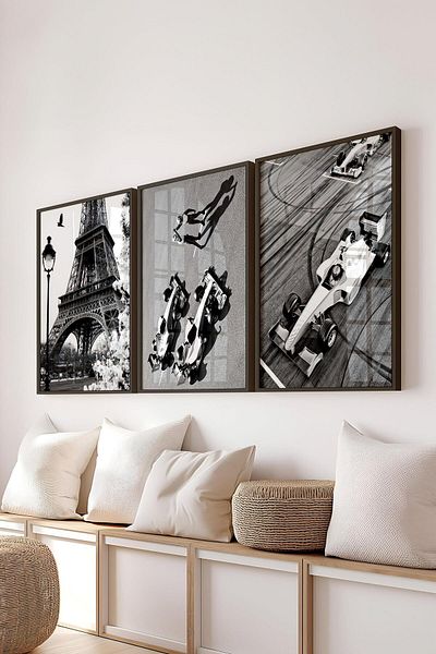 Postifull Set de pictură cu cadru negru, pictură de perete, set de 3 posteri, nr:300732