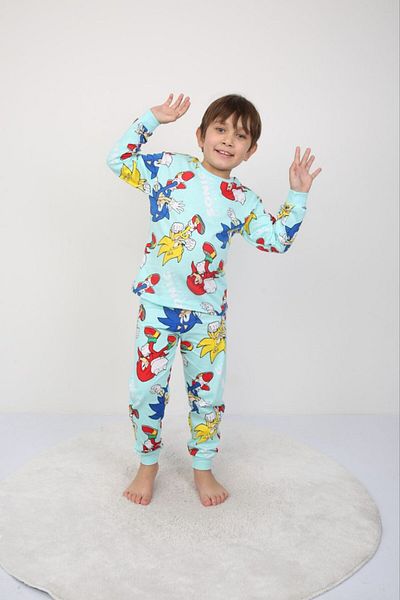bunny hopp Set de pijamale cu mânecă lungă, 100% bumbac, cu model Super Sonic (3,4,5,6,7,8 ANI) pentru băieți