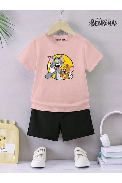 BENROMA Set pantaloni scurți unisex pentru copii - imprimat cu caractere