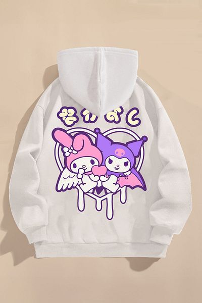 FEEL STYLE Детски суитшърт в цвят екрю - повдигнати три нишки, щампован символ