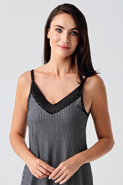 Artış Lace Straps Short Stretchy Viscous Nightgown 15106