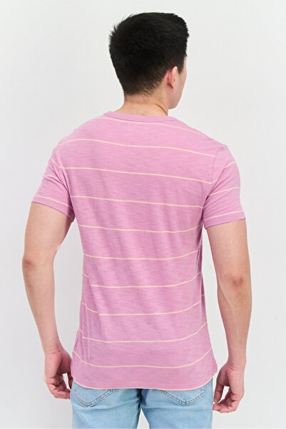 GAP Men Crew Neck Short Sleeves Stripe T-Shirt, Lilac