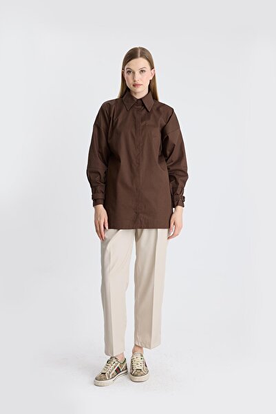 Ahel Tasarım Darian Kol Metal Kemer Detay Gömlek