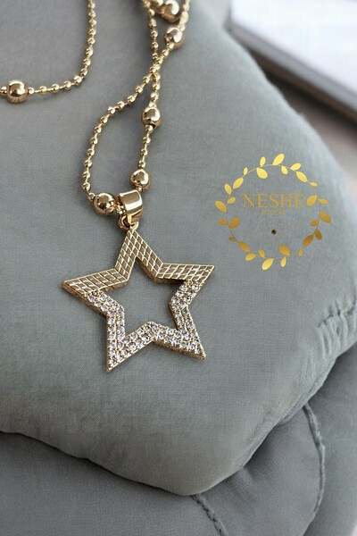 shesra Zirkon Taşlı Kolye Ucu Rose Gold Kaplama Çelik Kolye