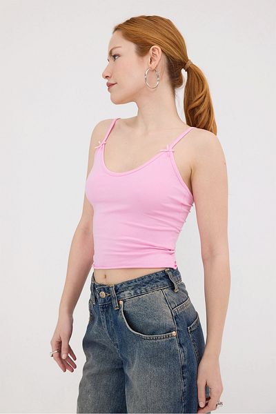 Addax Basic Tank Top με λεπτομέρεια κορδέλας A1604
