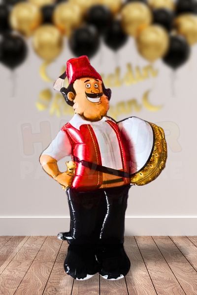Huzur Party Store Ramadan Drummer Foil Balloon 118X76 cm Giant Size Standing Ramadan Eid Ornament Religious Decoration