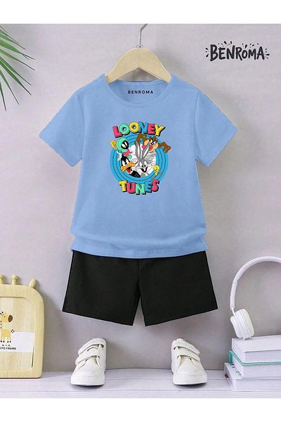 BENROMA Set pantaloni scurți unisex pentru copii - imprimat cu caractere