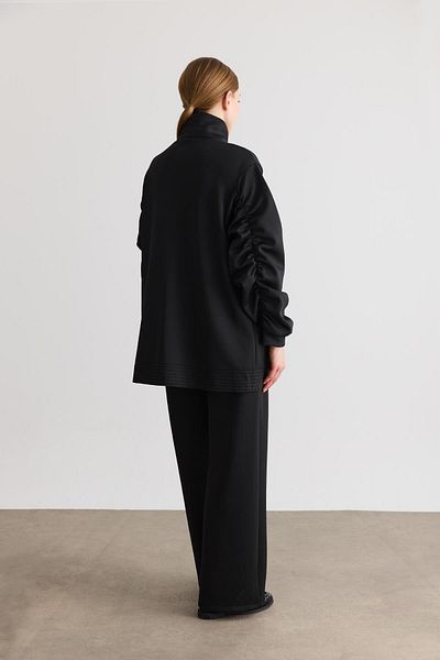 Ahel Tasarım Charlie Sleeve Drawstring Zippered Suit - Black