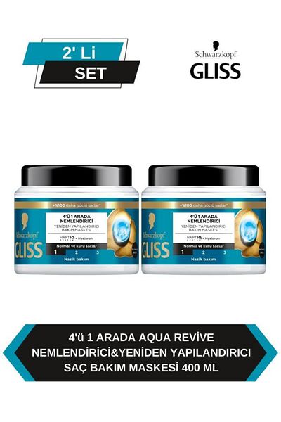 Gliss 400 ml X2 Moisturizing Hair Mask |   4 Effective Configuring Formula |   Repairing Intensive Care Power