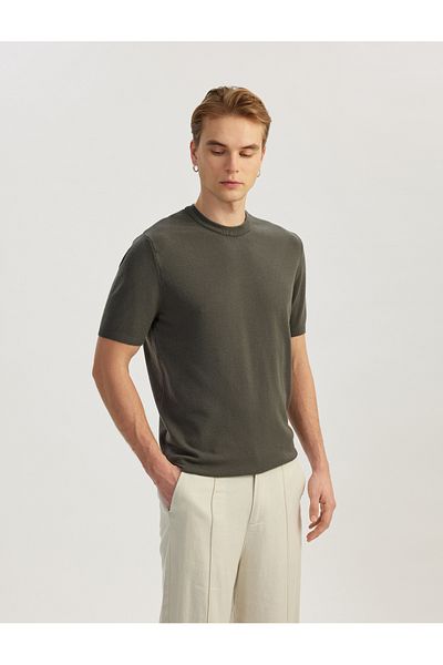 Koton Crew Neck Viscose Blended Basic Short Sleeve Knitwear T-Shirt