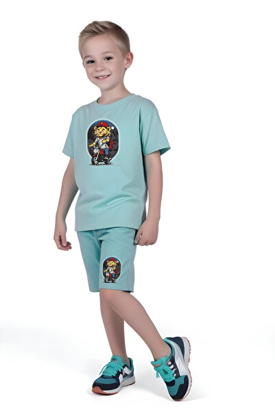 panios kids Set za dečake sa kapri pantalonama i majicom sa printom lava