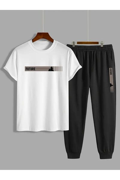 DAXİS Sportwear Company T-Shirt and Jogger Sweatpants - Printed Sweatpants Set
