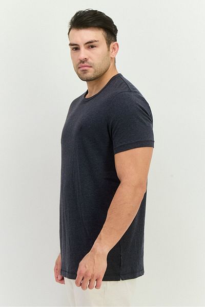 French Connection Men Crew Neck Short Sleeves Heather T-shirt, Charcoal