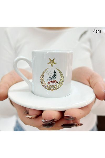 Hediyeciabla Special Design Special Moments Moon Star Bozkurt Turkish Coffee Cups