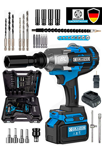 Graizer Alman 36 Vf 1401 Nm Akülü Somun Bijon Sökme Takma Sikma Makinesi Matkap Akülü Vidalama Kömürsüz