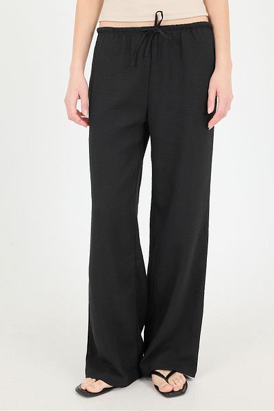 Addax Elastic Waist Front Tie Wide Leg Trousers Pn16599-U1