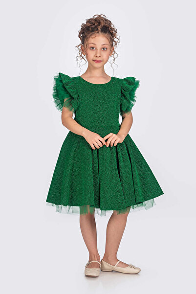 vestitino Βραδινό φόρεμα για κορίτσια με λεπτομέρεια από πράσινο τούλι 1672